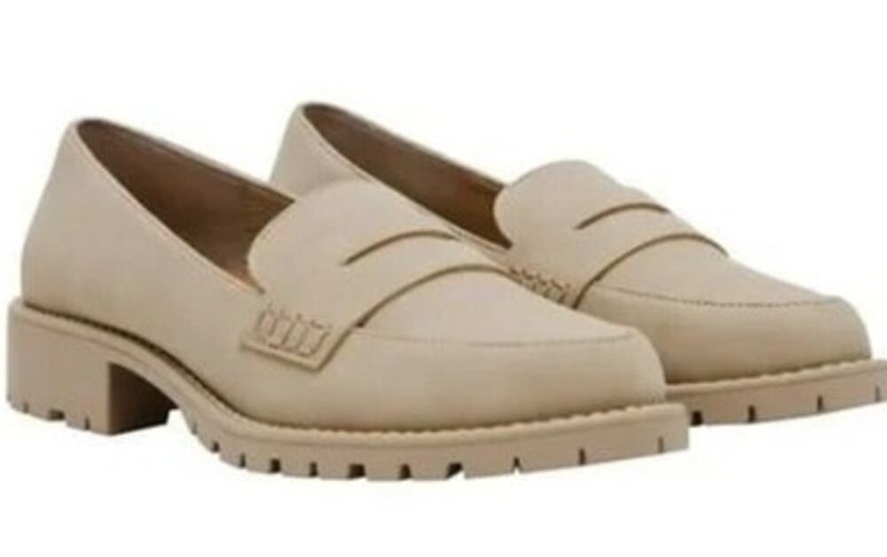 Dolce Vita Womens Faux Suede Neutral Chunky Loafers Size 7